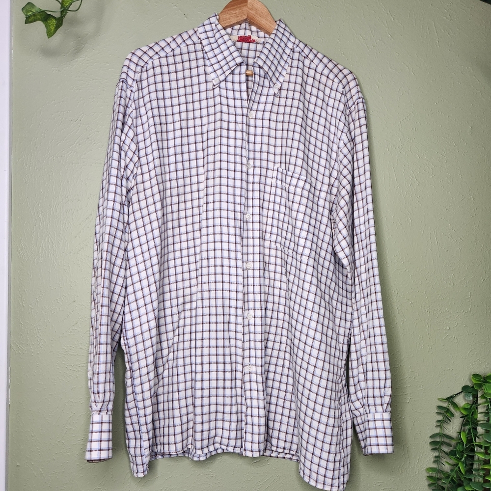 Luciano Barbera Check Button Down Shirt L 100% Cotton Classic Fit Made In Italy